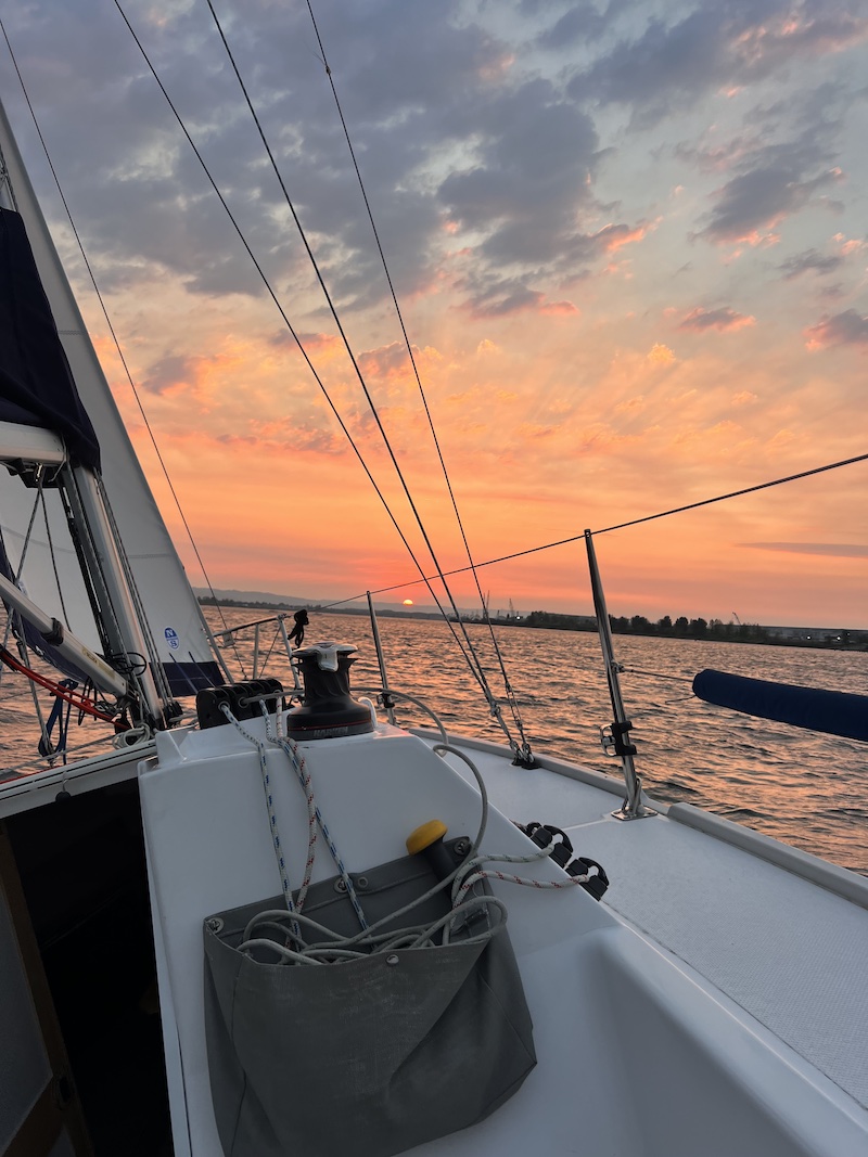 sunset view from boat on water